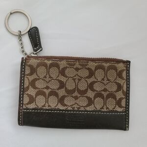 Coach Key Pouch, 4" x 3", Brown Logo